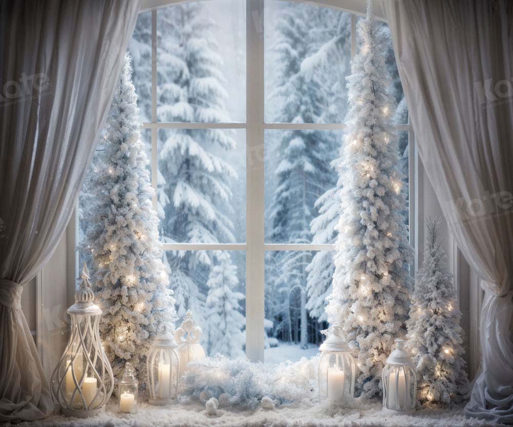 Kate Winter Christmas Tree Window Backdrop Designed by Emetselch