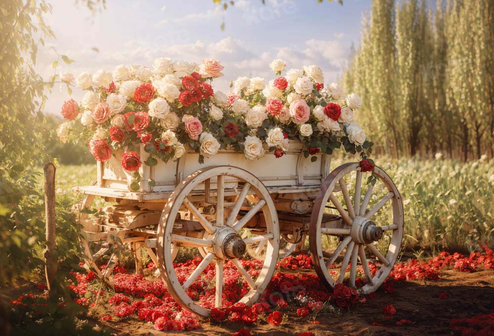 Kate Spring Valentine's Day Floral Cart Backdrop Designed by Emetselch