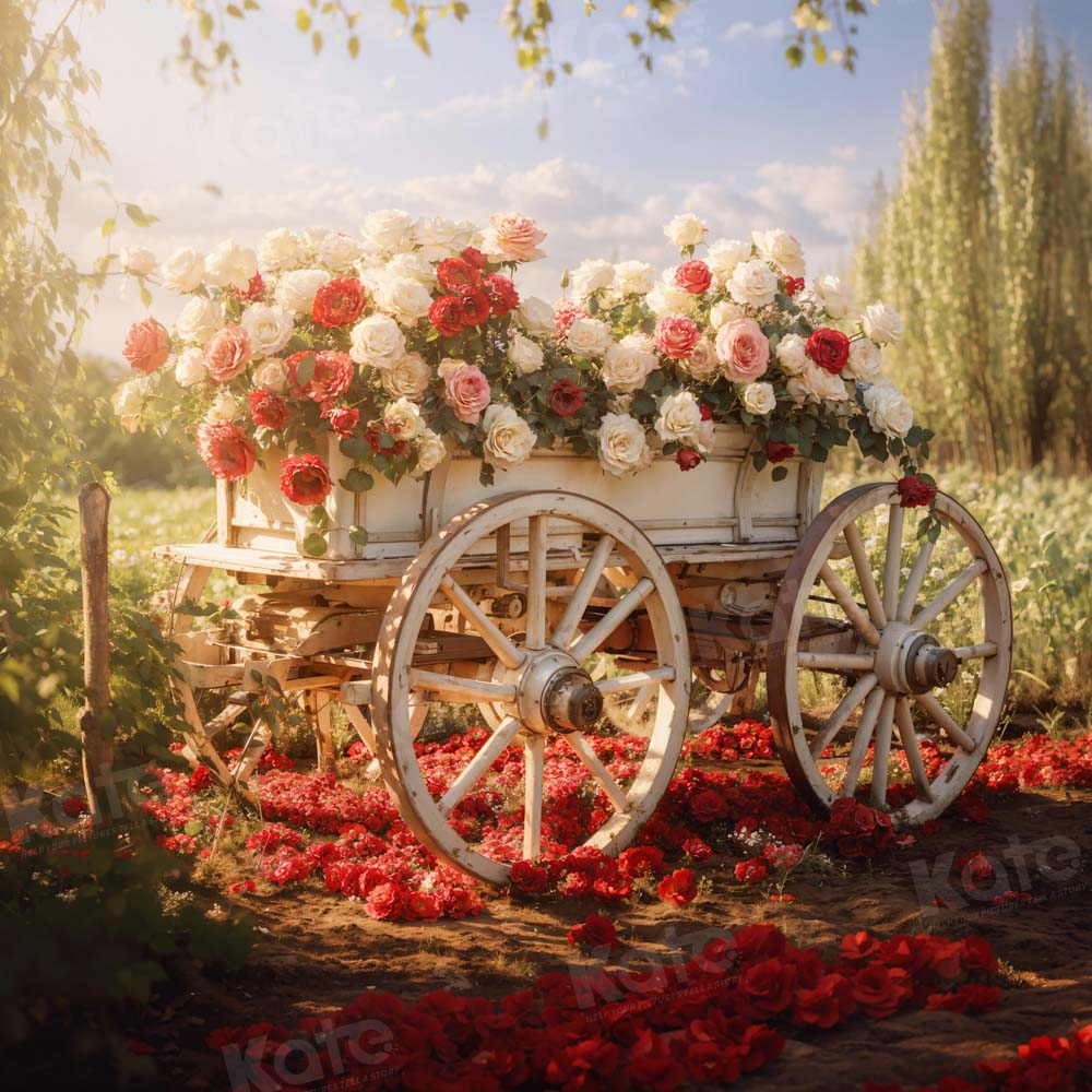 Kate Spring Valentine's Day Floral Cart Backdrop Designed by Emetselch -UK