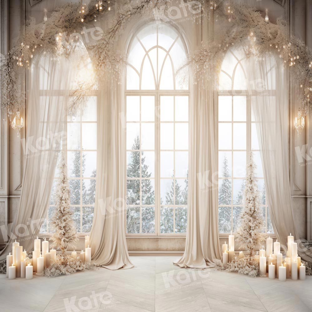 Kate Christmas White Golden Window Backdrop Designed by Chain Photography -UK
