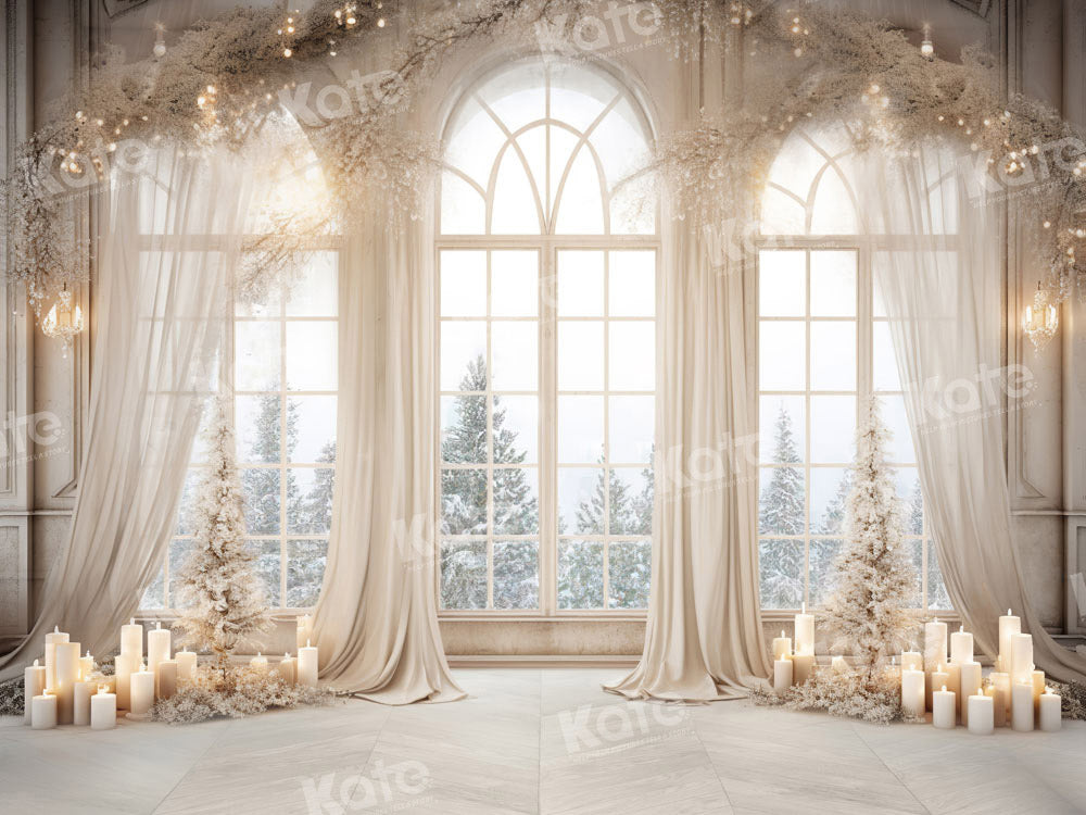 Kate Christmas White Golden Window Backdrop Designed by Chain Photography -UK
