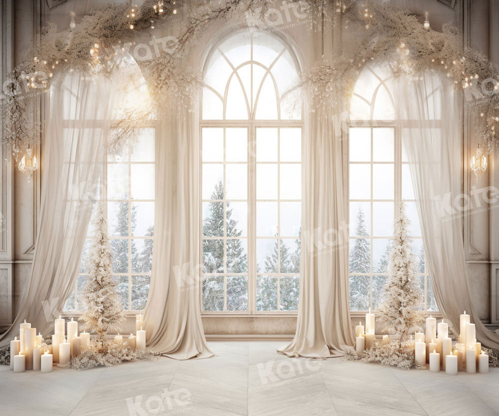 Kate Christmas White Golden Window Backdrop Designed by Chain Photography -UK