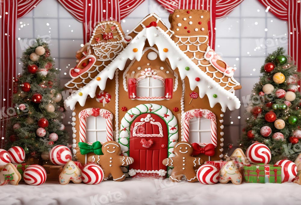 Kate Christmas Gingerbread House Candy Backdrop Designed by Chain Photography