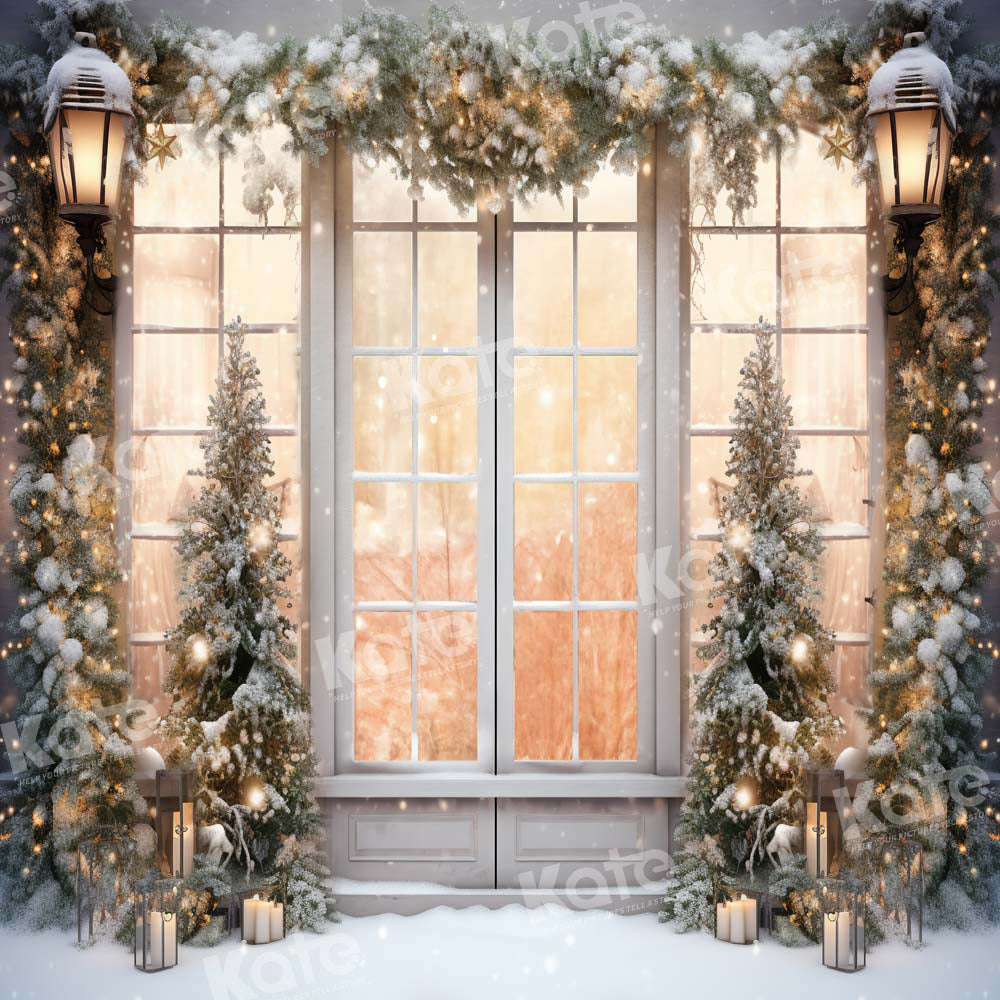 Kate Christmas White Window Snow Backdrop Designed by Chain Photography