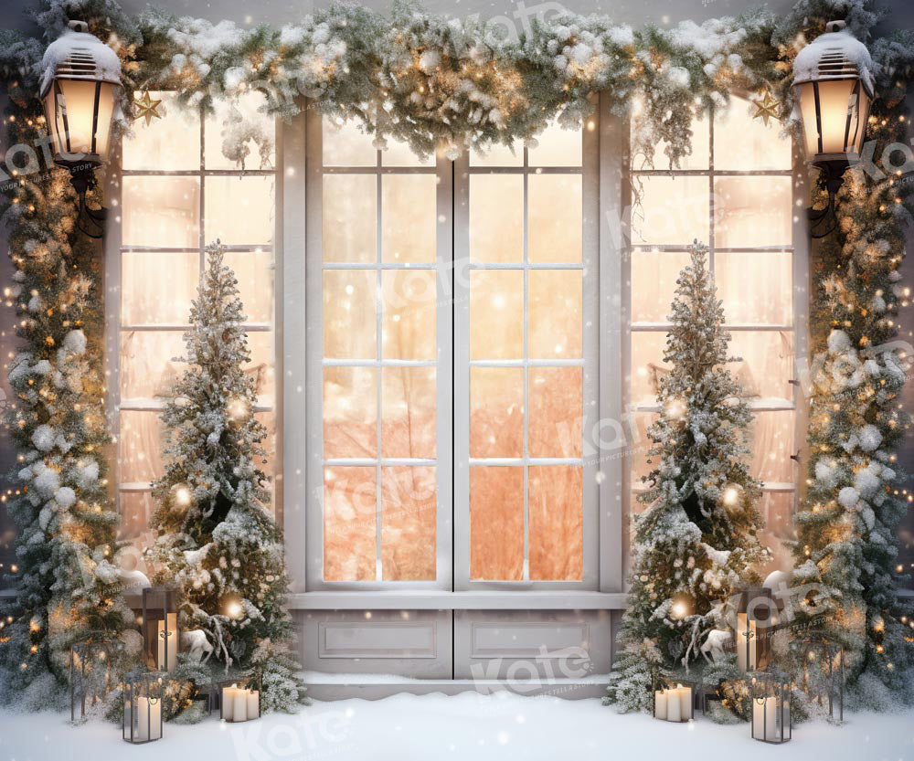 Kate Christmas White Window Snow Backdrop Designed by Chain Photography
