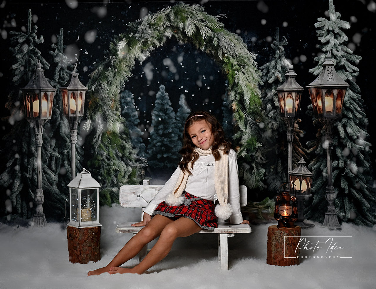 Kate Christmas Outdoor Arch Tree Night Backdrop for Photography -UK