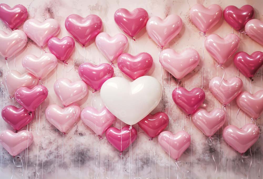 Kate Valentine's Day Pink White Love Heart Balloon Backdrop Designed by Emetselch