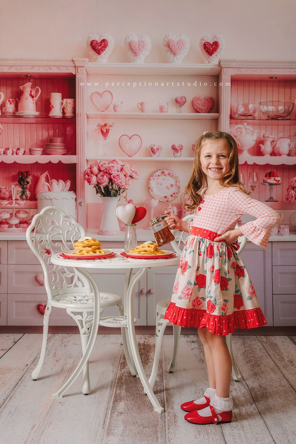 Kate Valentine's Day Pink Sweet Kitchen Backdrop Designed by Emetselch