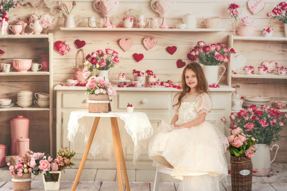 Kate Valentine's Day Beige Kitchen Backdrop Designed by Emetselch -UK