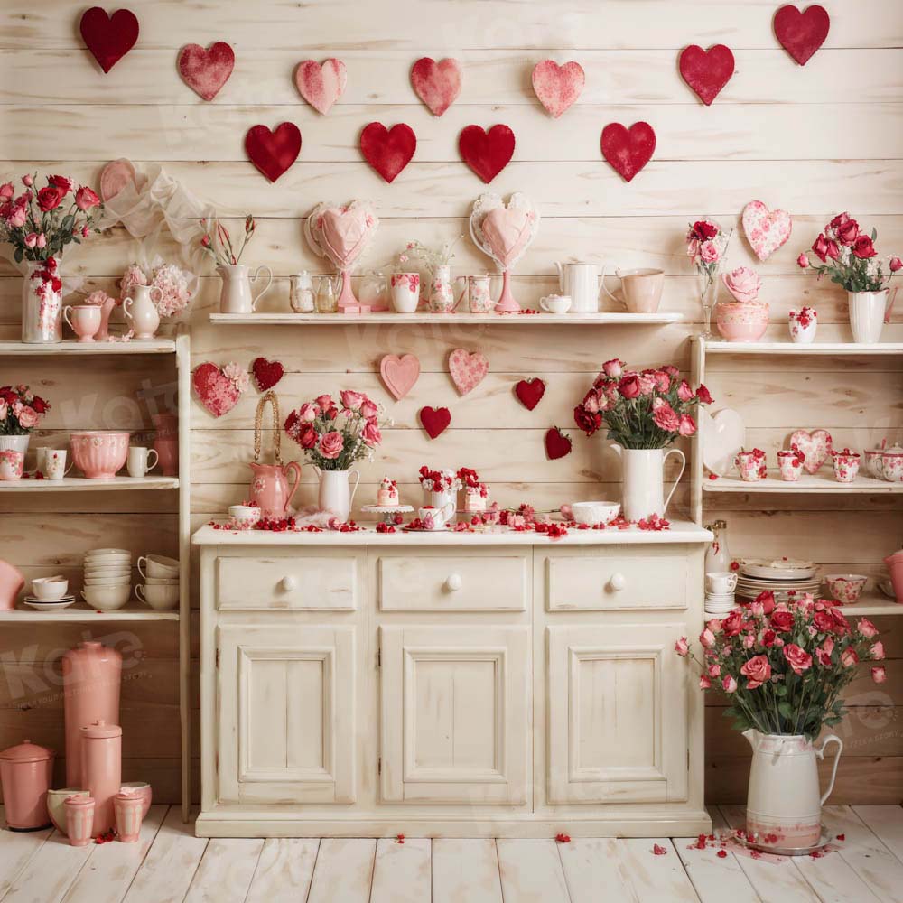 Kate Valentine's Day Beige Kitchen Backdrop Designed by Emetselch -UK