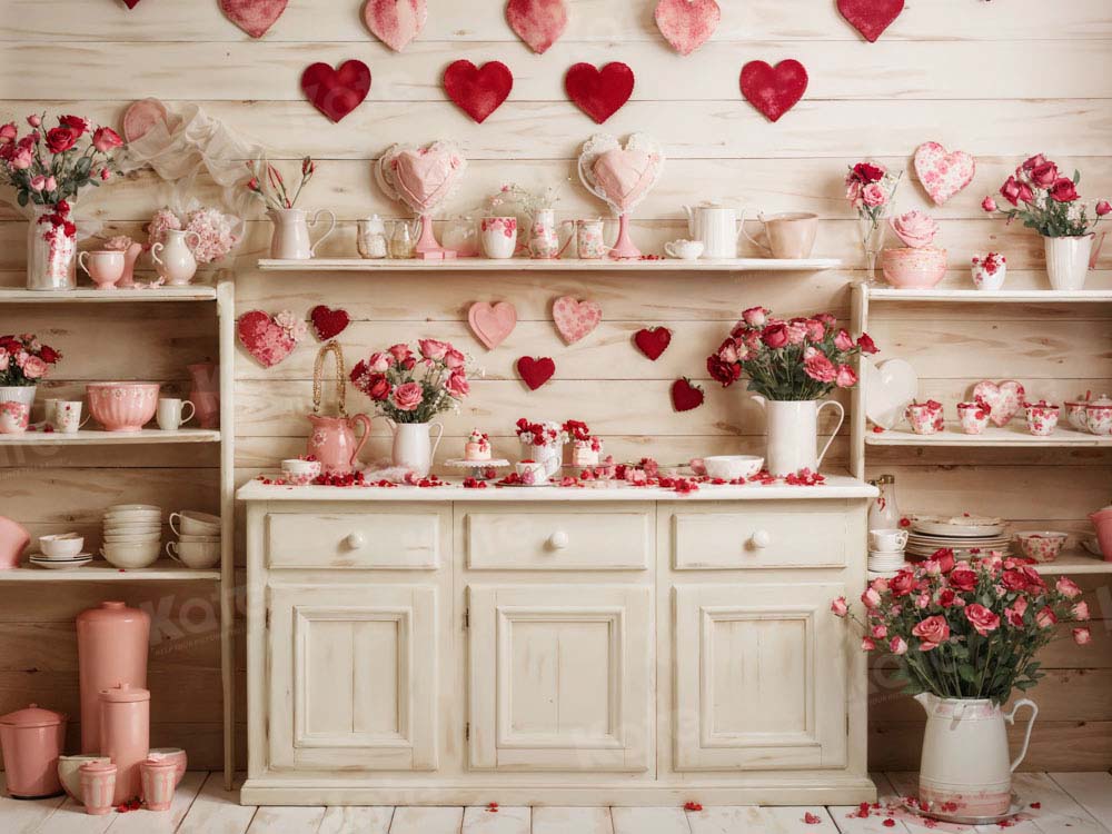 Kate Valentine's Day Beige Kitchen Backdrop Designed by Emetselch