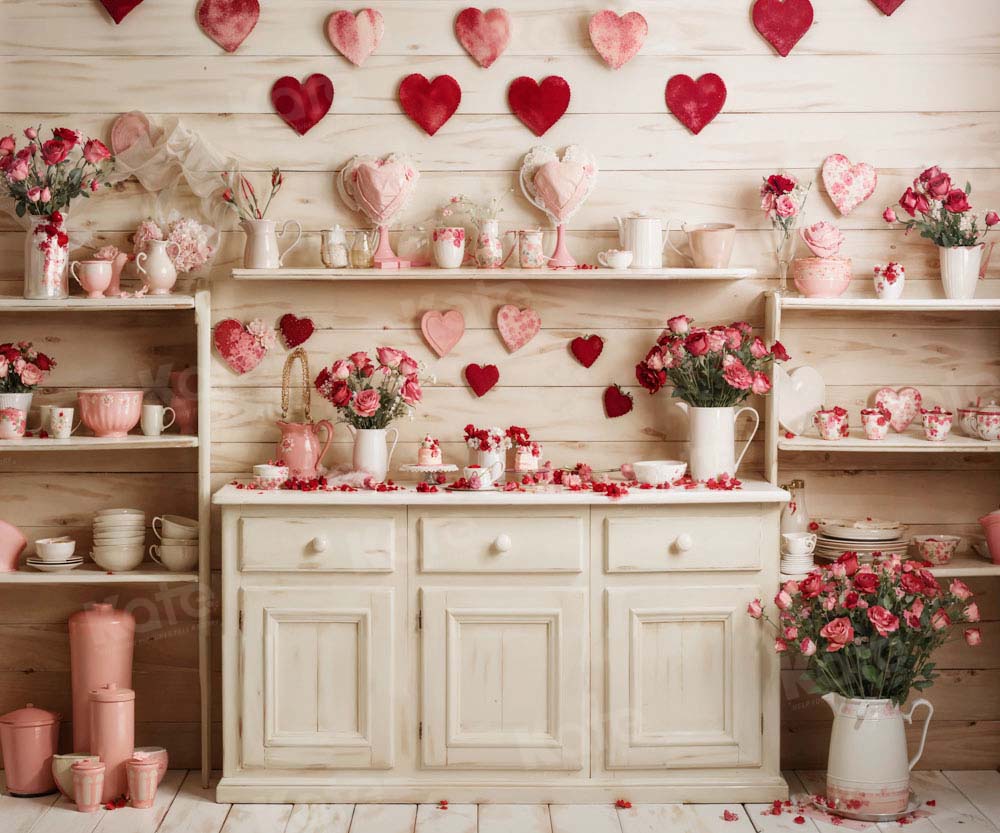 Kate Valentine's Day Beige Kitchen Backdrop Designed by Emetselch -UK
