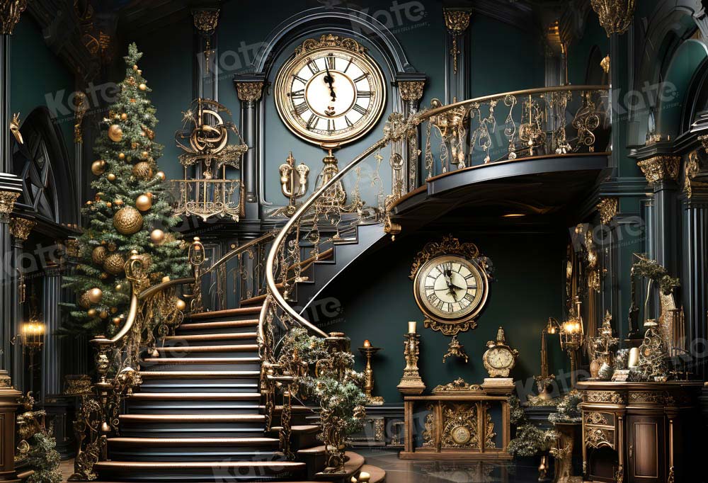 Lightning Deals Kate Christmas Stair Clock Backdrop Designed by Chain Photography -UK