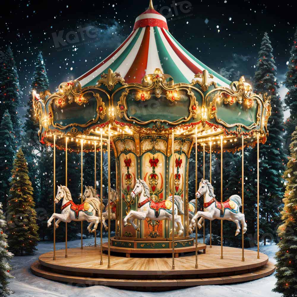 Kate Christmas Winter Carousel Backdrop Designed by Chain Photography
