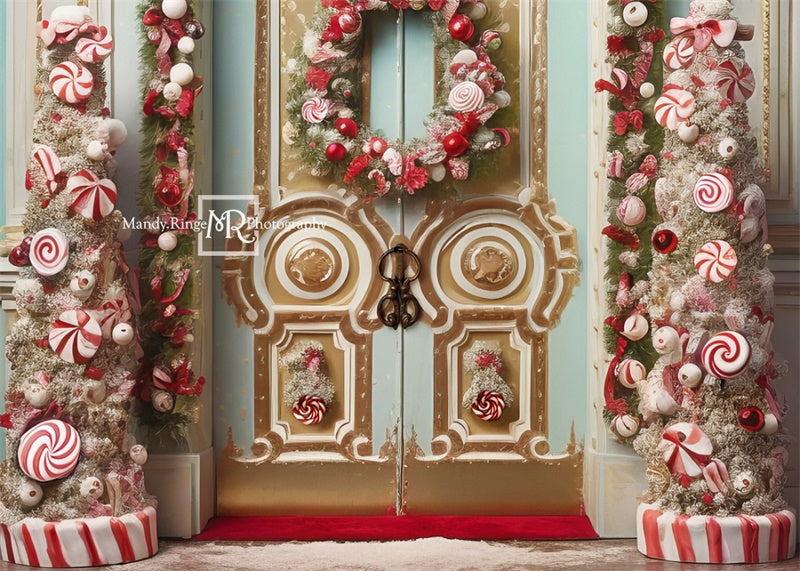 Kate Christmas Ornate Peppermint Door Backdrop Designed by Mandy Ringe Photography