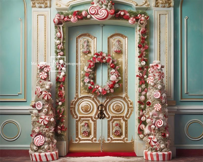 Kate Christmas Ornate Peppermint Door Backdrop Designed by Mandy Ringe Photography