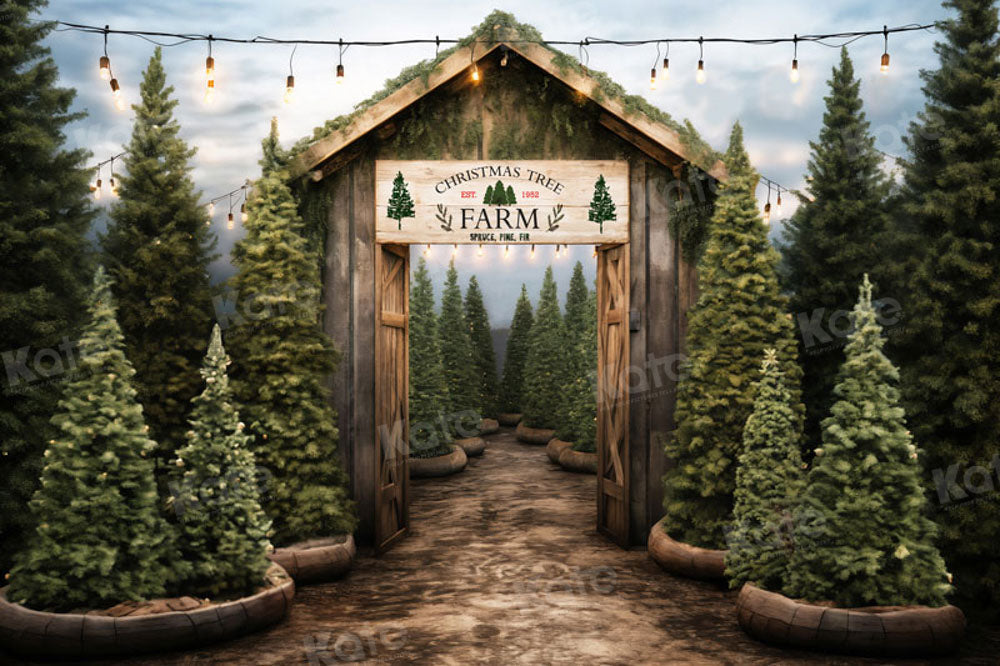 Lightning Deals Kate Christmas Tree Farm Entrance Backdrop for Photography -UK