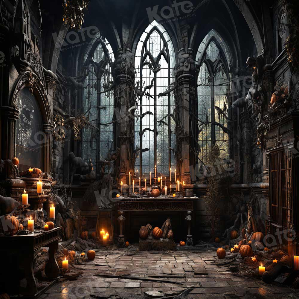 Kate Halloween Dark Church Candles Backdrop Designed by Emetselch