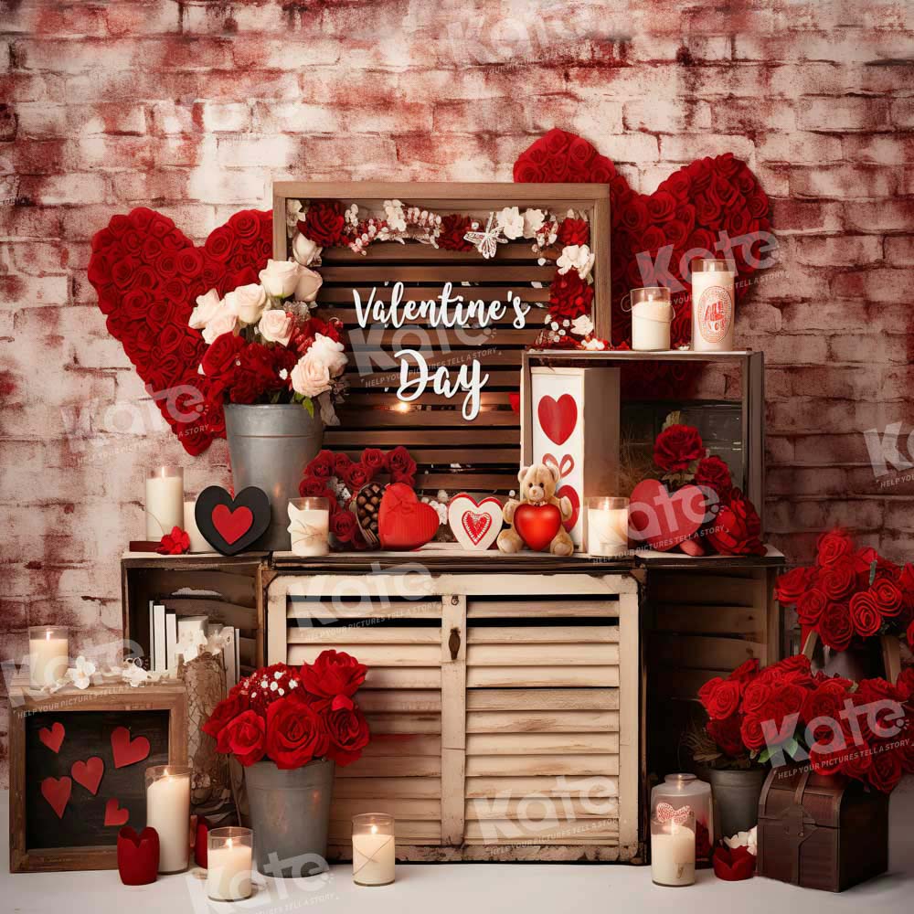 Kate Valentine's Day Rose Bear Candle Backdrop Designed by Emetselch