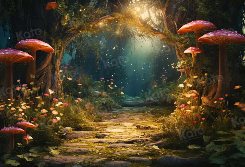 Kate Fantasy Firefly Mushroom Forest Backdrop for Photography