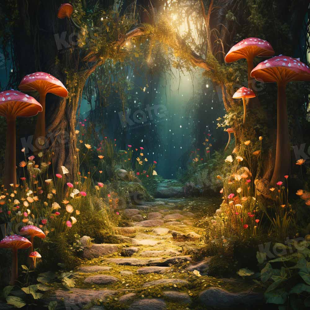 Kate Fantasy Firefly Mushroom Forest Backdrop for Photography