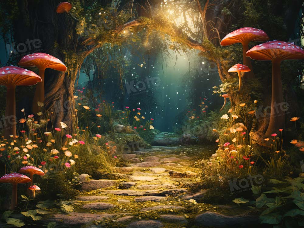 Kate Fantasy Firefly Mushroom Forest Backdrop for Photography