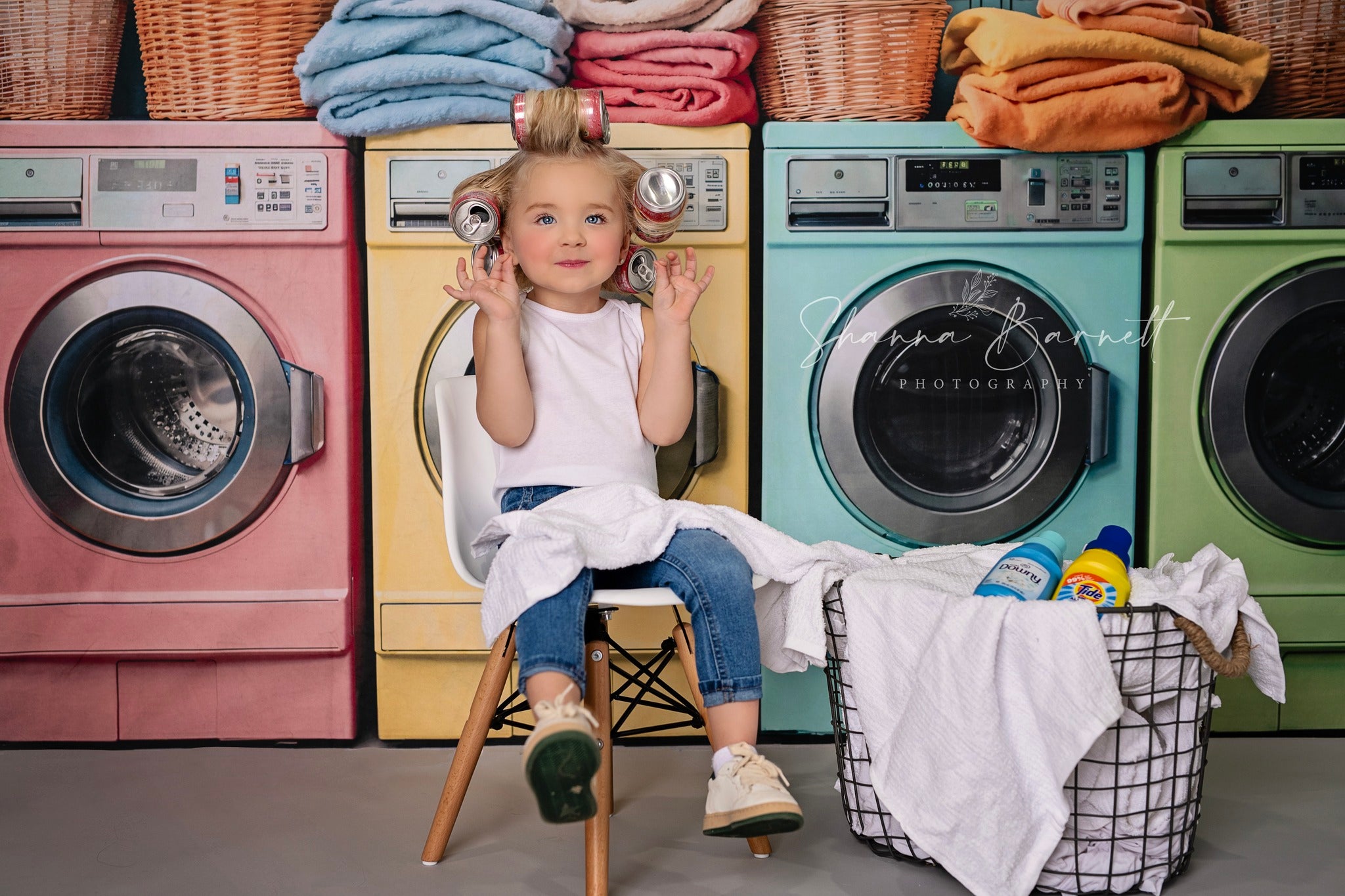Kate Laundry Day Colorful Washing Machine Backdrop Designed by Chain Photography -UK