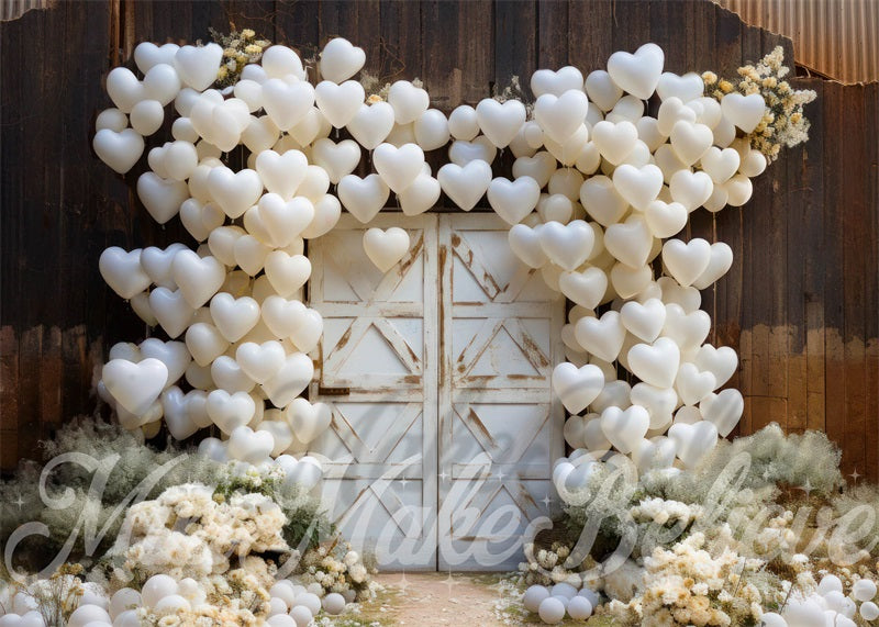 Kate Valentine's Day Barn Door Hearts Balloons Backdrop Designed by Mini MakeBelieve