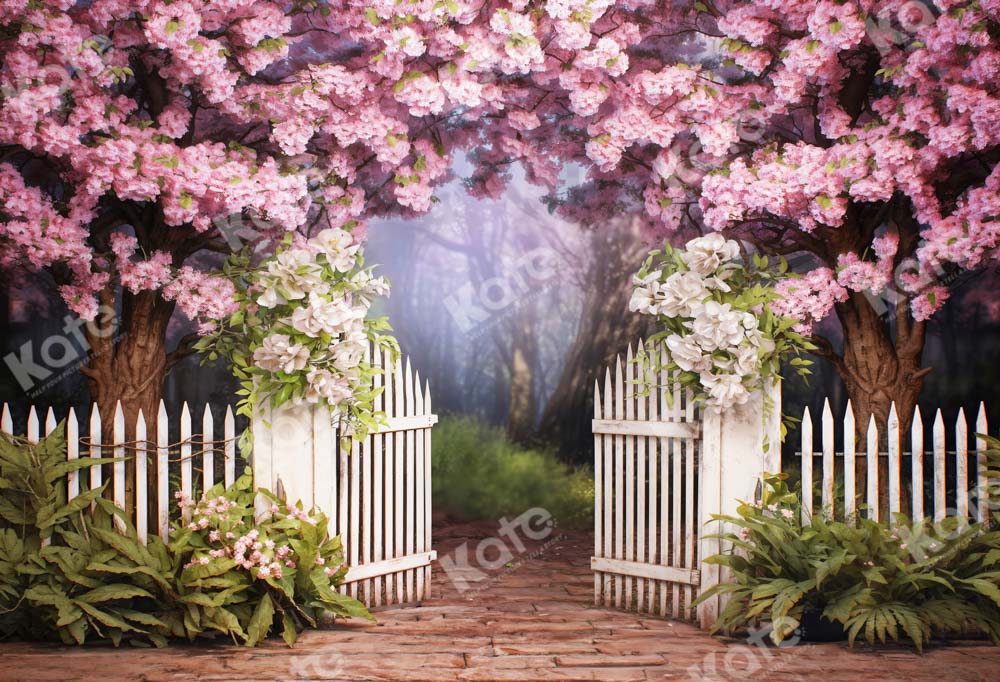 Kate Spring Pink Flower Fence Backdrop Designed by Chain Photography