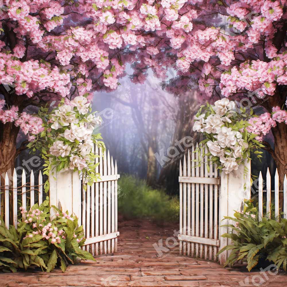 Kate Spring Pink Flower Fence Backdrop Designed by Chain Photography