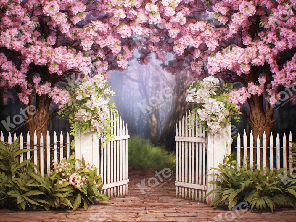 Kate Spring Pink Flower Fence Backdrop Designed by Chain Photography