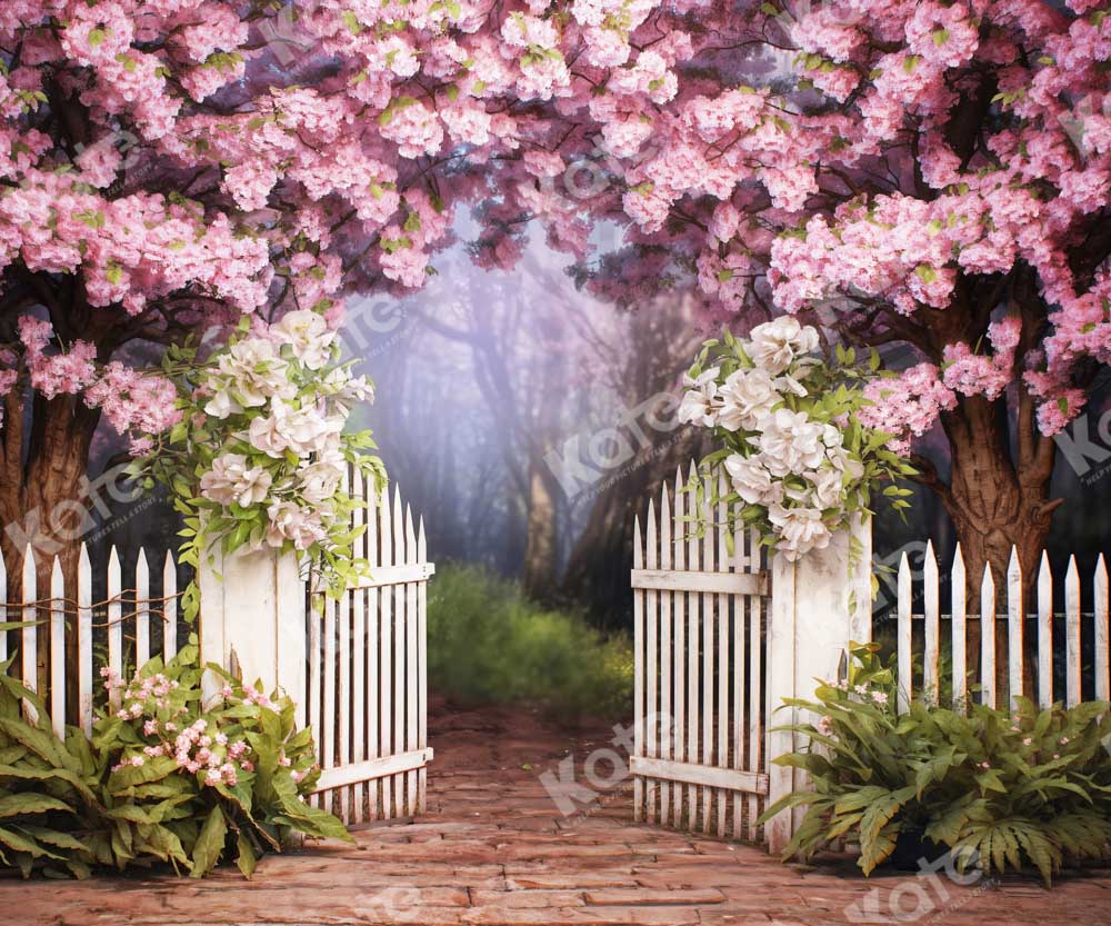 Kate Spring Pink Flower Fence Backdrop Designed by Chain Photography