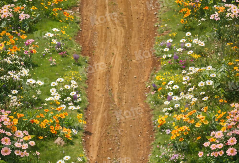 Kate Spring Flowers Field Path Floor Backdrop Designed by Kate Image