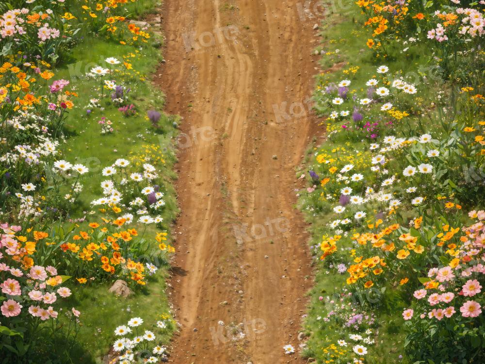 Kate Spring Flowers Field Path Floor Backdrop Designed by Kate Image -UK