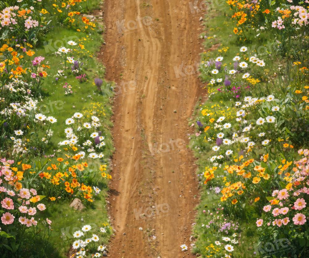 Kate Spring Flowers Field Path Floor Backdrop Designed by Kate Image -UK