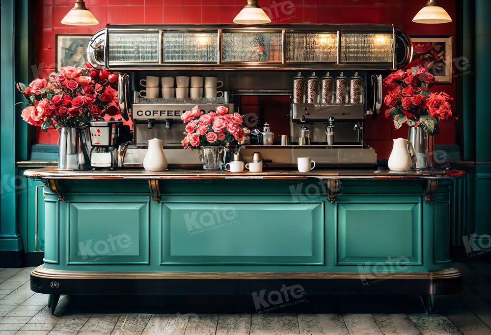Kate 90's theme Valentine's Day Flower Cafe Backdrop Designed by Emetselch -UK