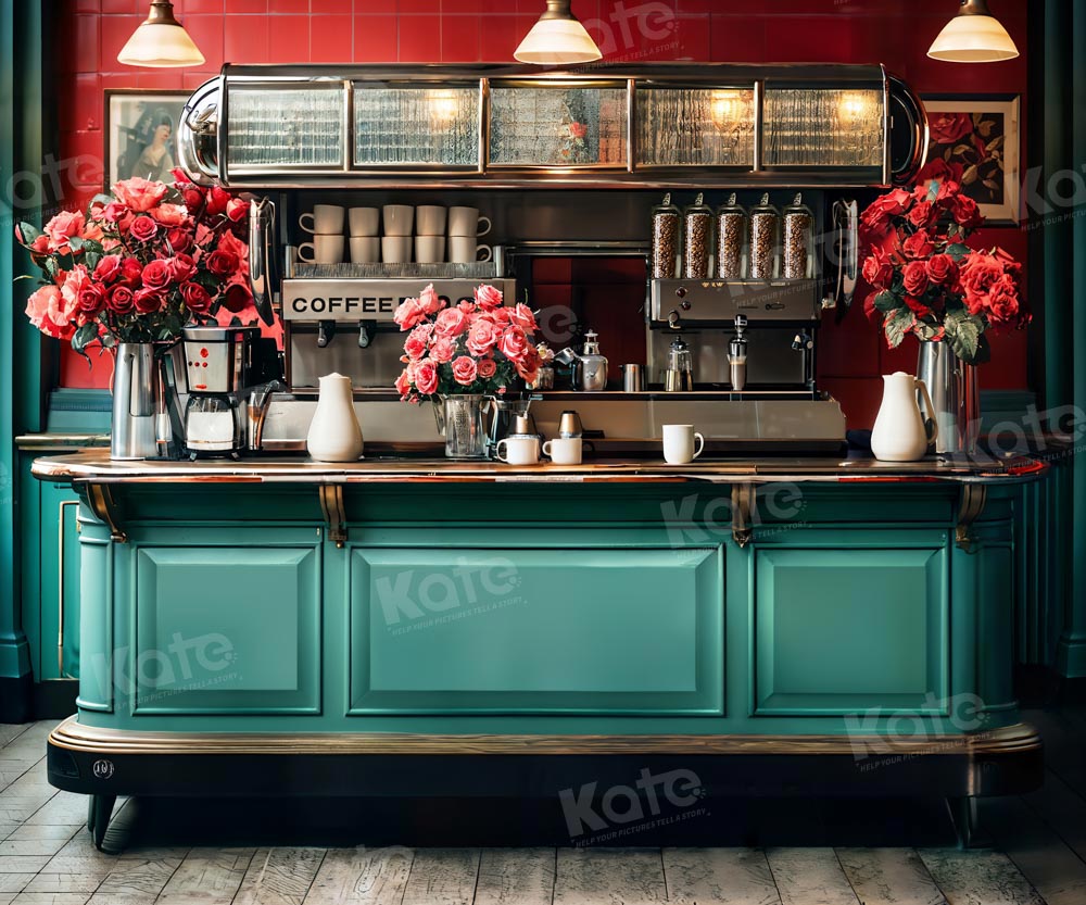 Kate 90's theme Valentine's Day Flower Cafe Backdrop Designed by Emetselch -UK