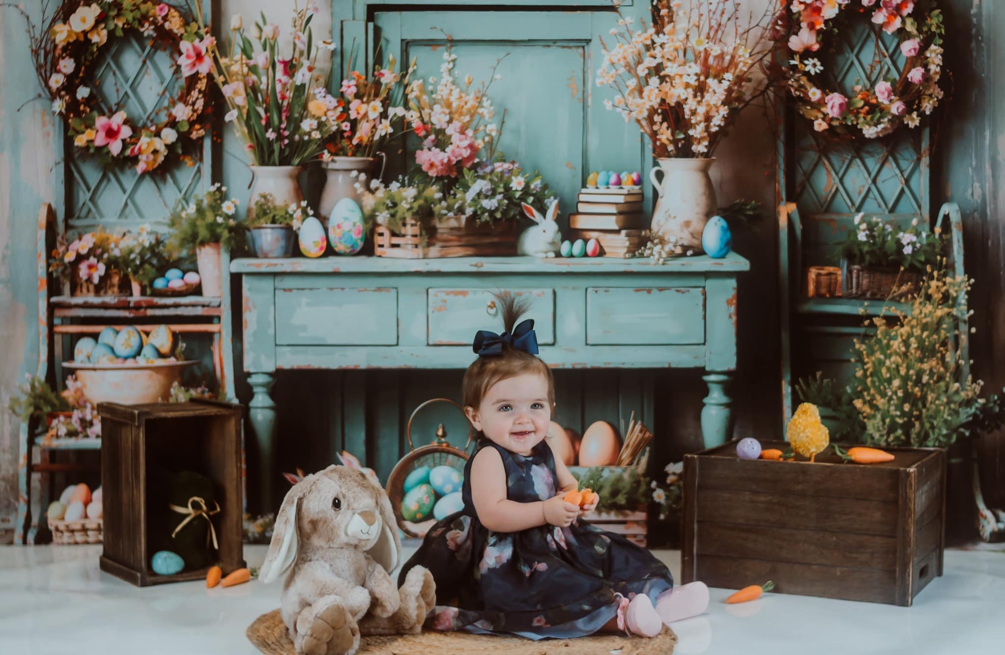 Kate Easter Greenery Flowers Backdrop Designed by Emetselch