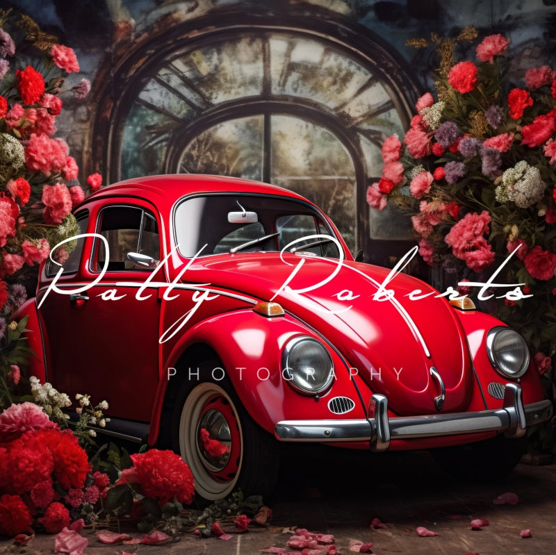 Kate Valentine's Day Red Car Backdrop Designed by Patty Robert