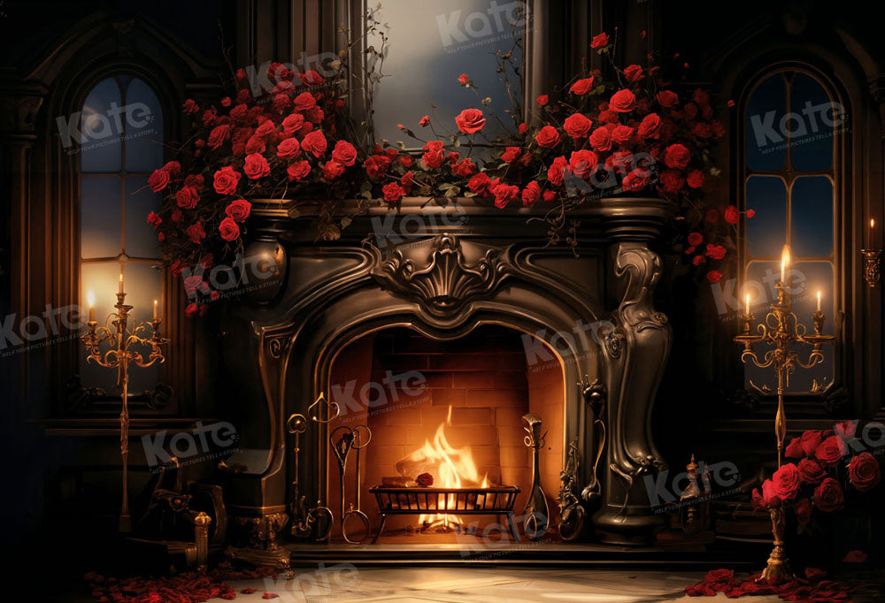 Kate Valentine Rose Metal Fireplace Backdrop Designed by Emetselch