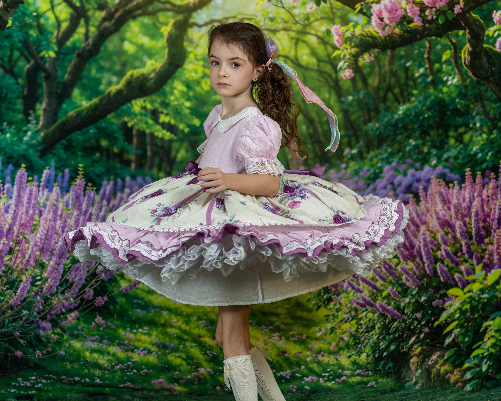 Kate Spring Wisteria Forest Path Backdrop for Photography