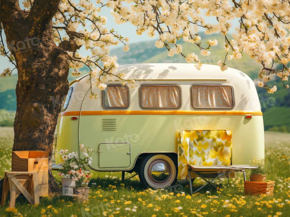 Kate Spring Flower Camping Car Backdrop Designed by Emetselch