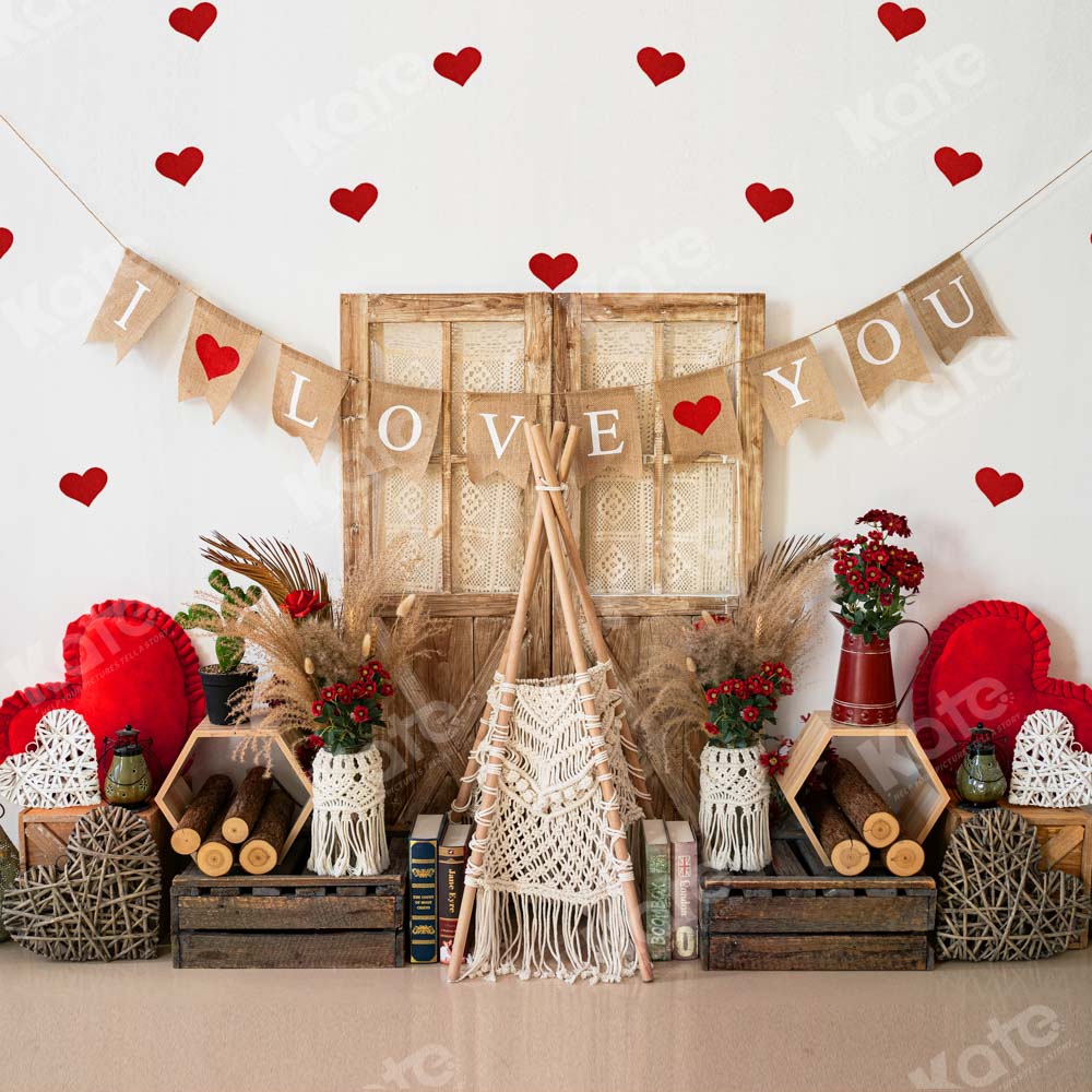 Kate Valentine's Day Boho I Love You Backdrop Designed by Emetselch -UK