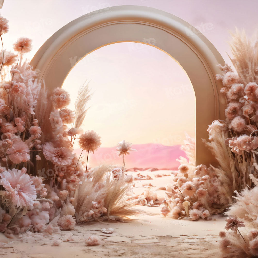 Kate Boho Pink Flowers Reed Arch Backdrop Designed by Chain Photography