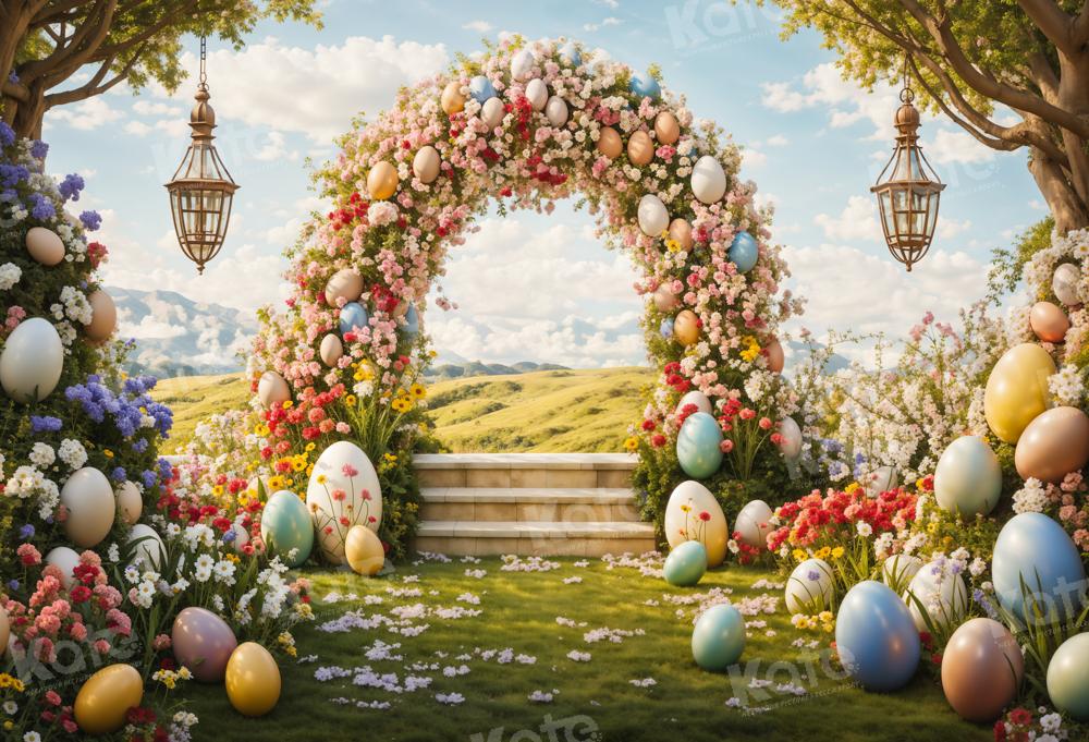 Kate Spring Easter Eggs Flowers Arch Backdrop Designed by Chain Photography