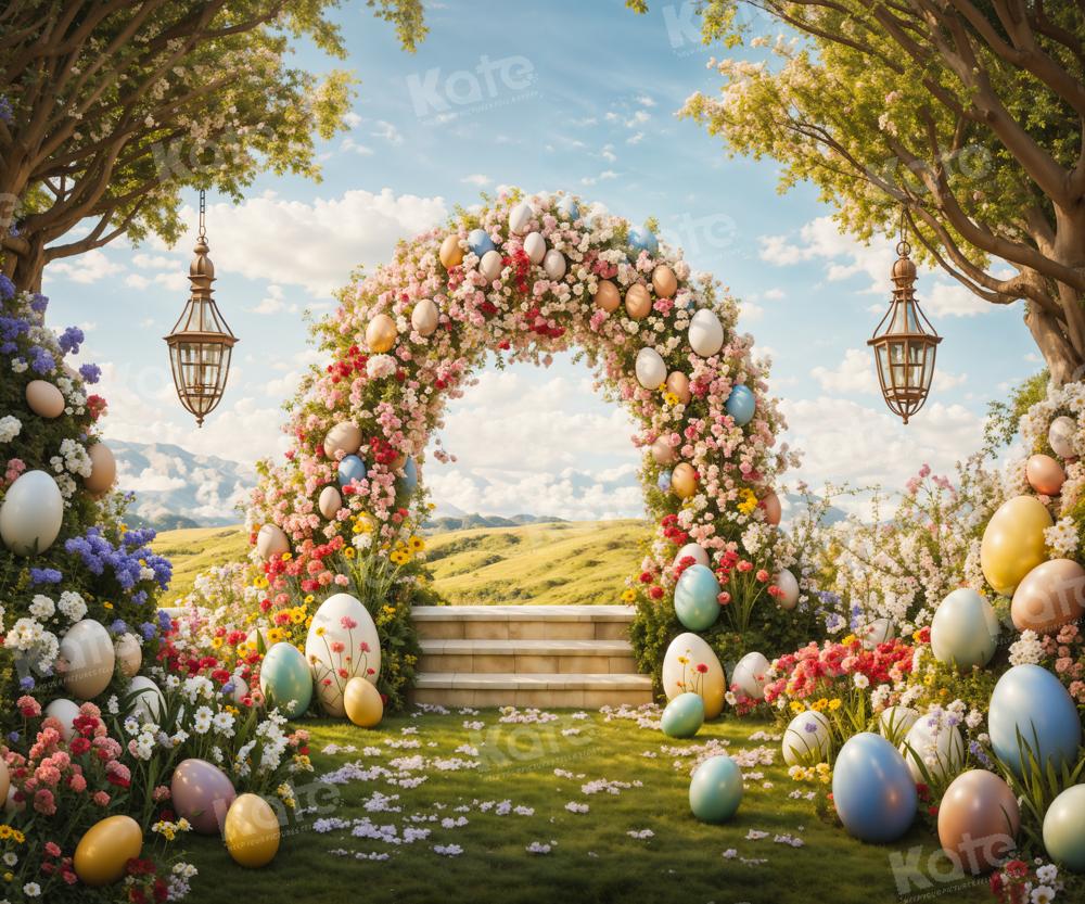 Kate Spring Easter Eggs Flowers Arch Backdrop Designed by Chain Photography