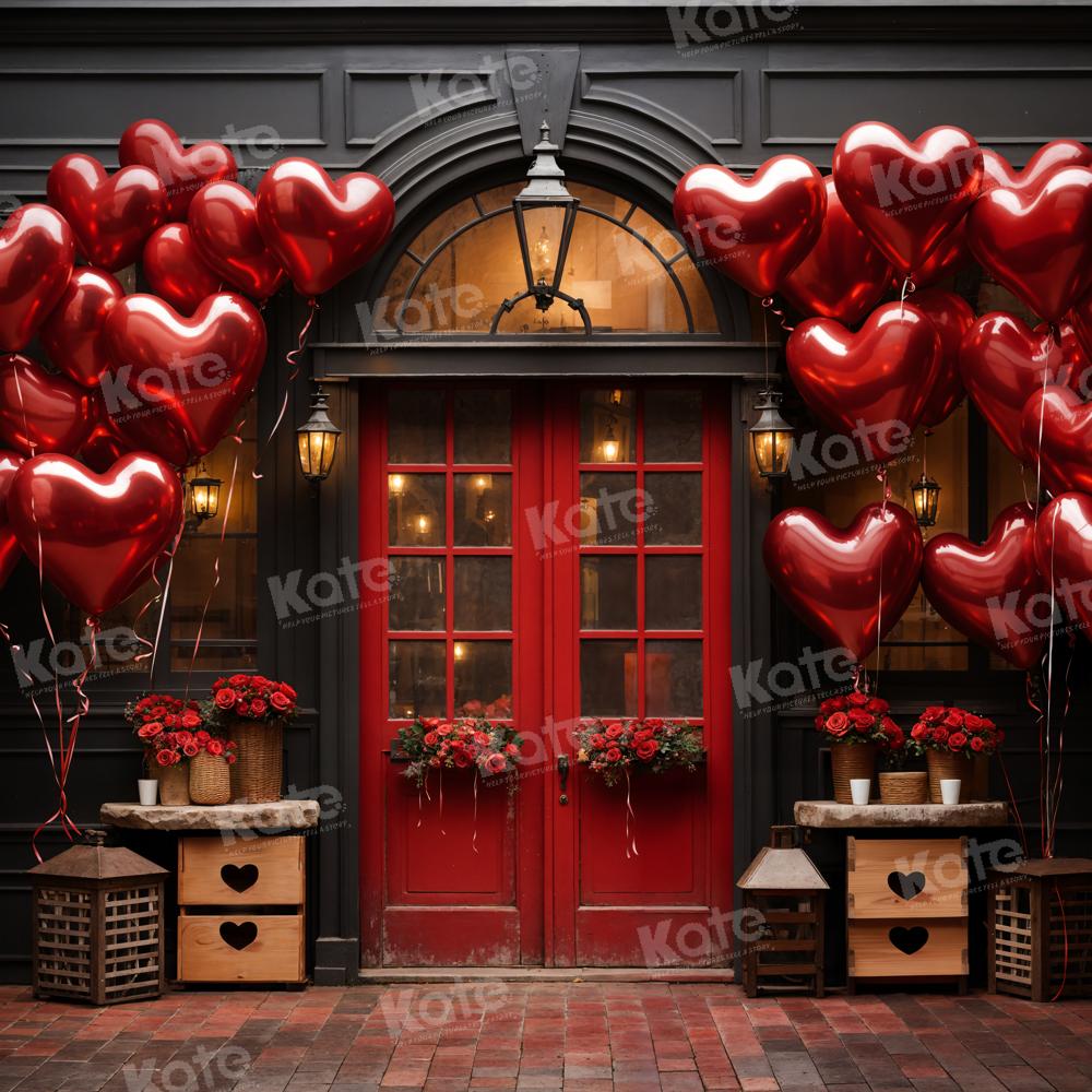 Kate Valentine's Day Balloons Flowers Red Door Backdrop Designed by Chain Photography -UK