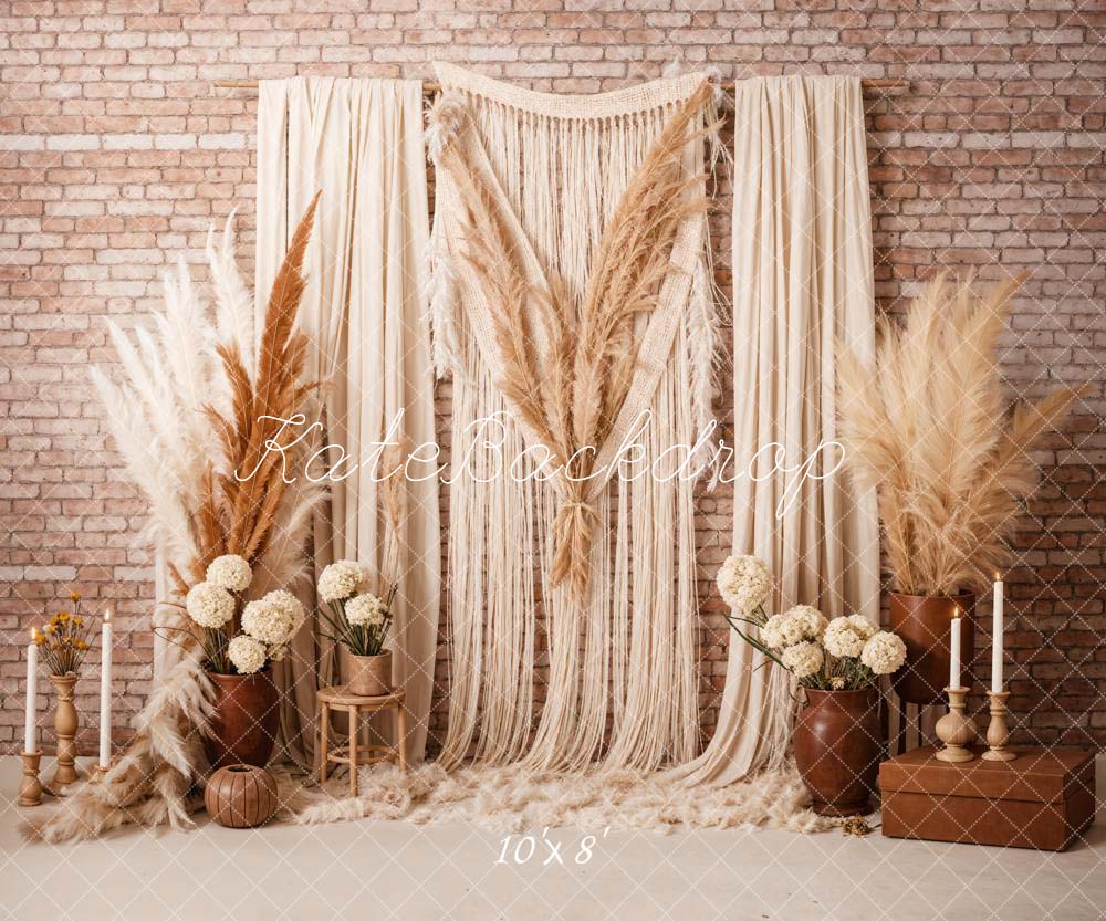 Kate Boho Candle Reed Curtains Brick Backdrop Designed by Chain Photography -UK