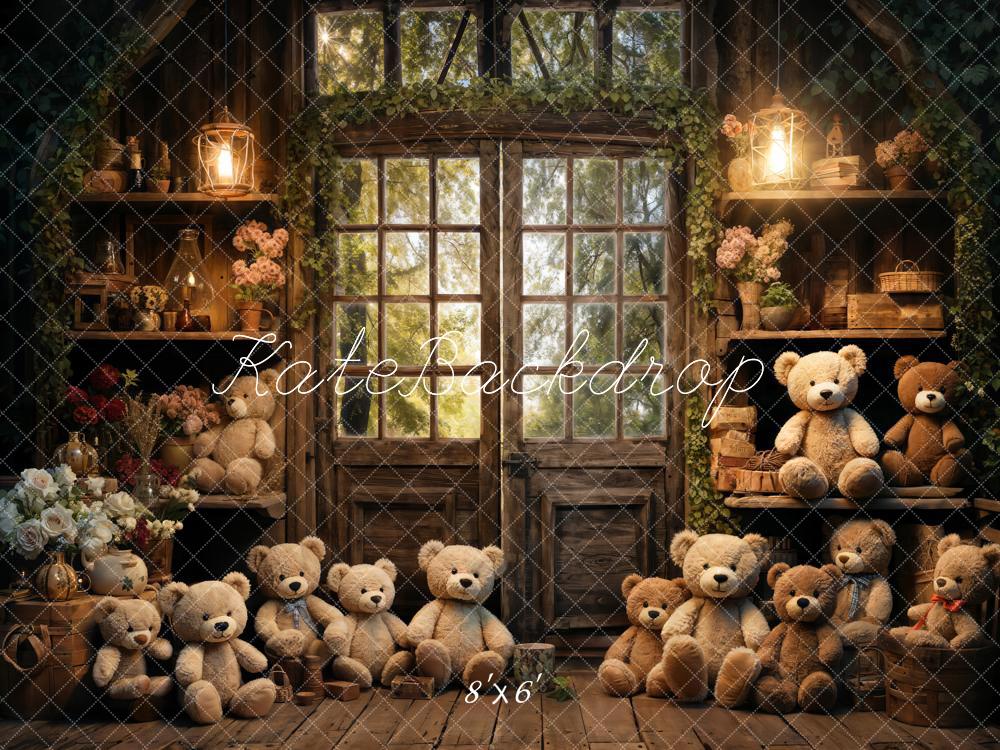 Kate Spring Bear Lantern Cabin Backdrop Designed by Emetselch -UK