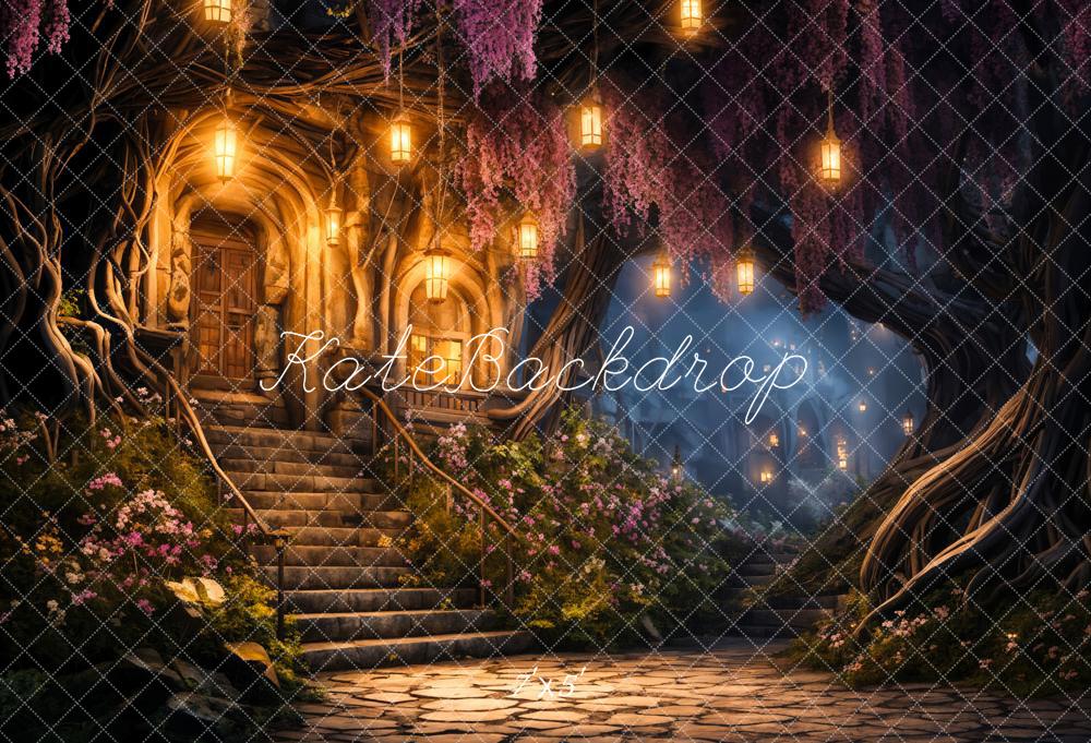 Kate Spring Night Forest Cabin Backdrop Designed by Chain Photography